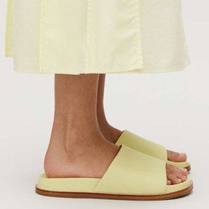 COS Leather Slides In Yellow, USA sz 8, Euro sz 39